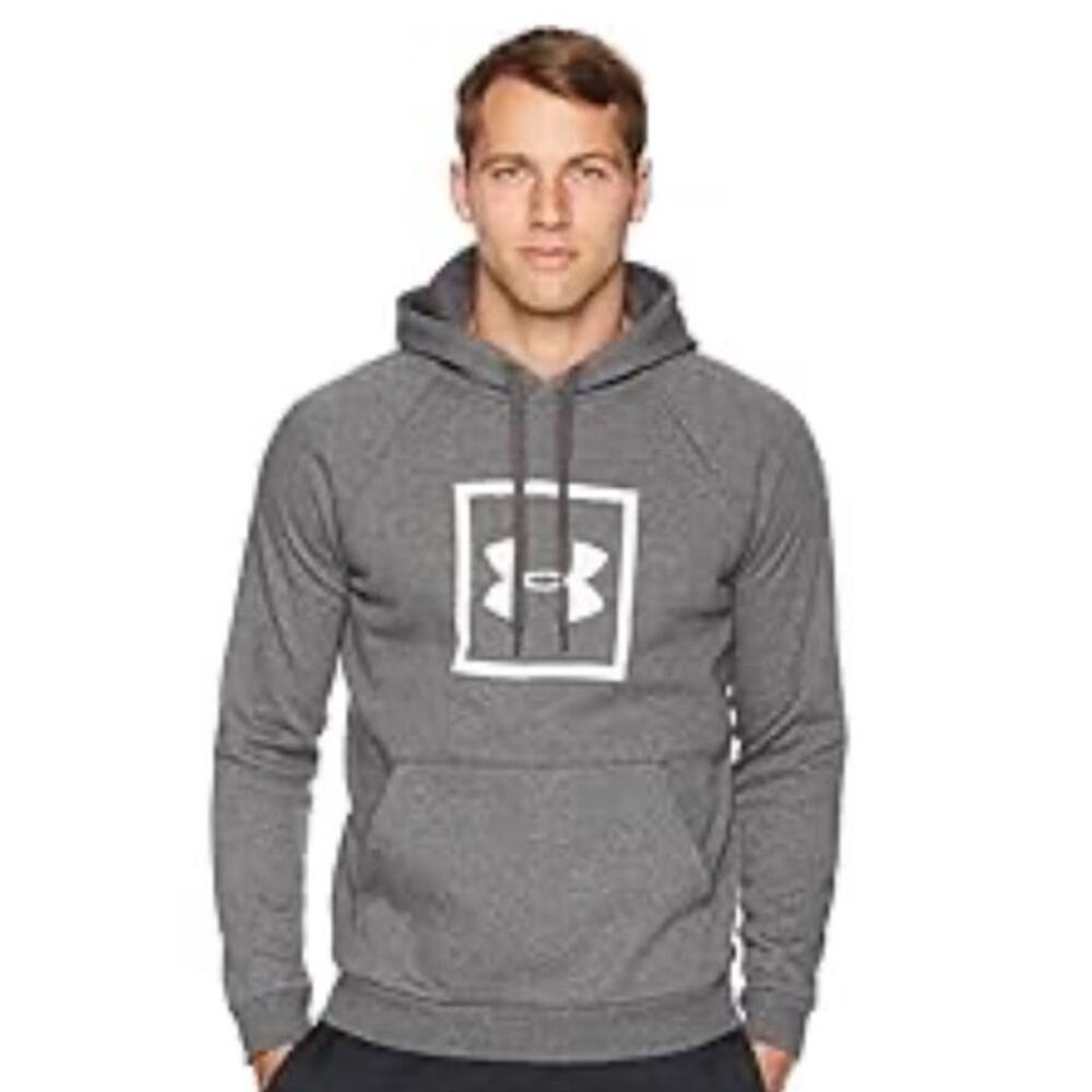 Under Armour Gray & White Hooded Lightweight Pullover Sweatshirt Men's Medium